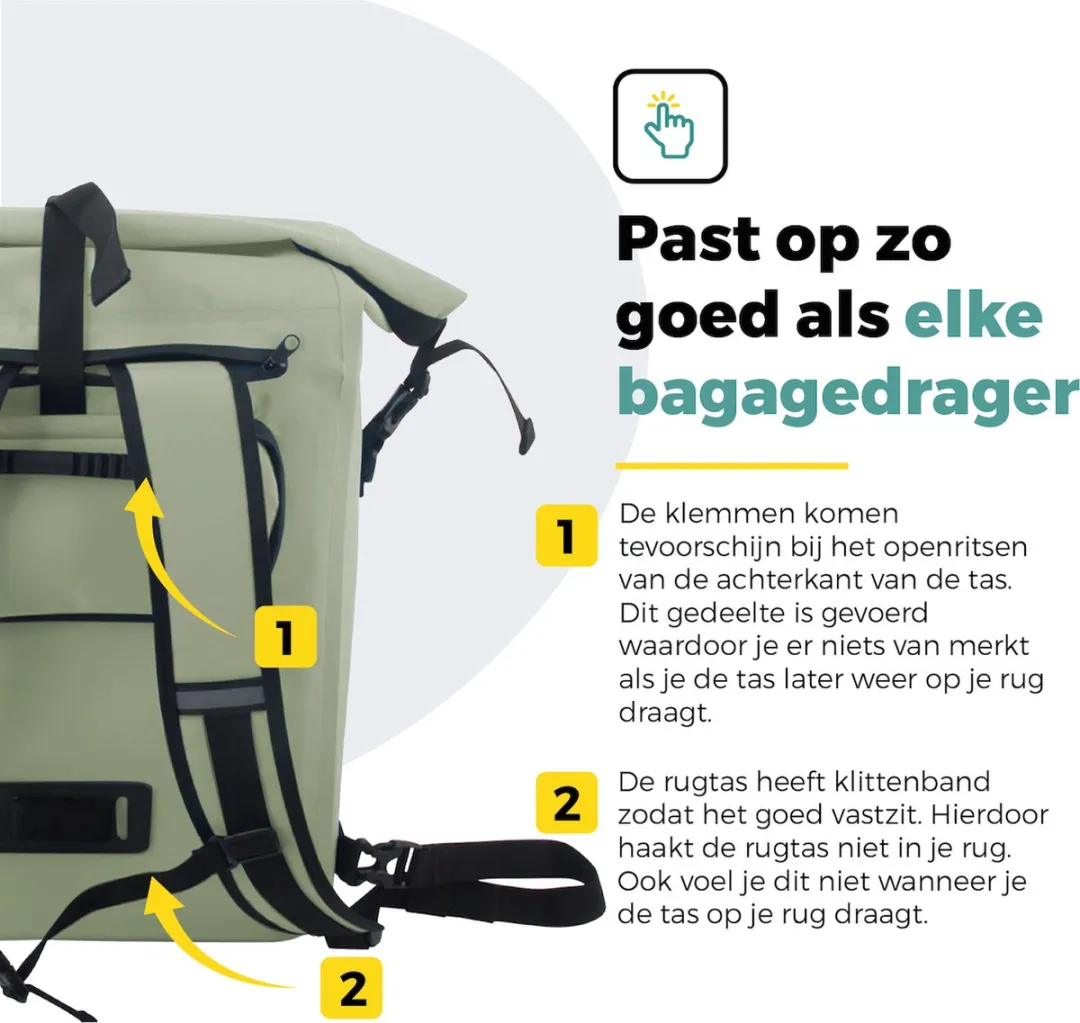 Voltano Luxe Fietstas 28L Rugtas - Mint Groen