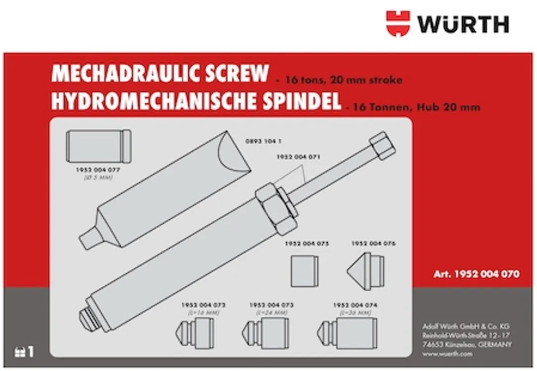Würth Mechadraulische Spindel 16 Ton - 7 Stuks