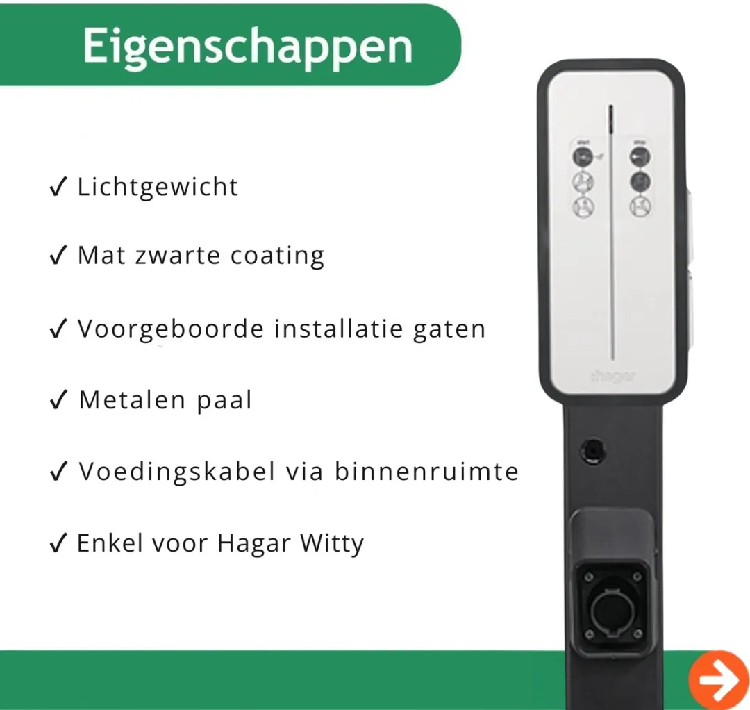 Hager Witty Montagepaal - Zwart