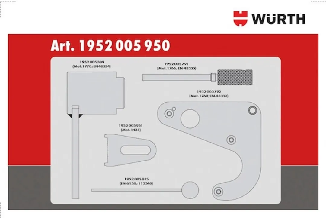 Würth Timinggereedschapset 5-delig - 280mm - Renault/Nissan/Opel 2.0 Diesel