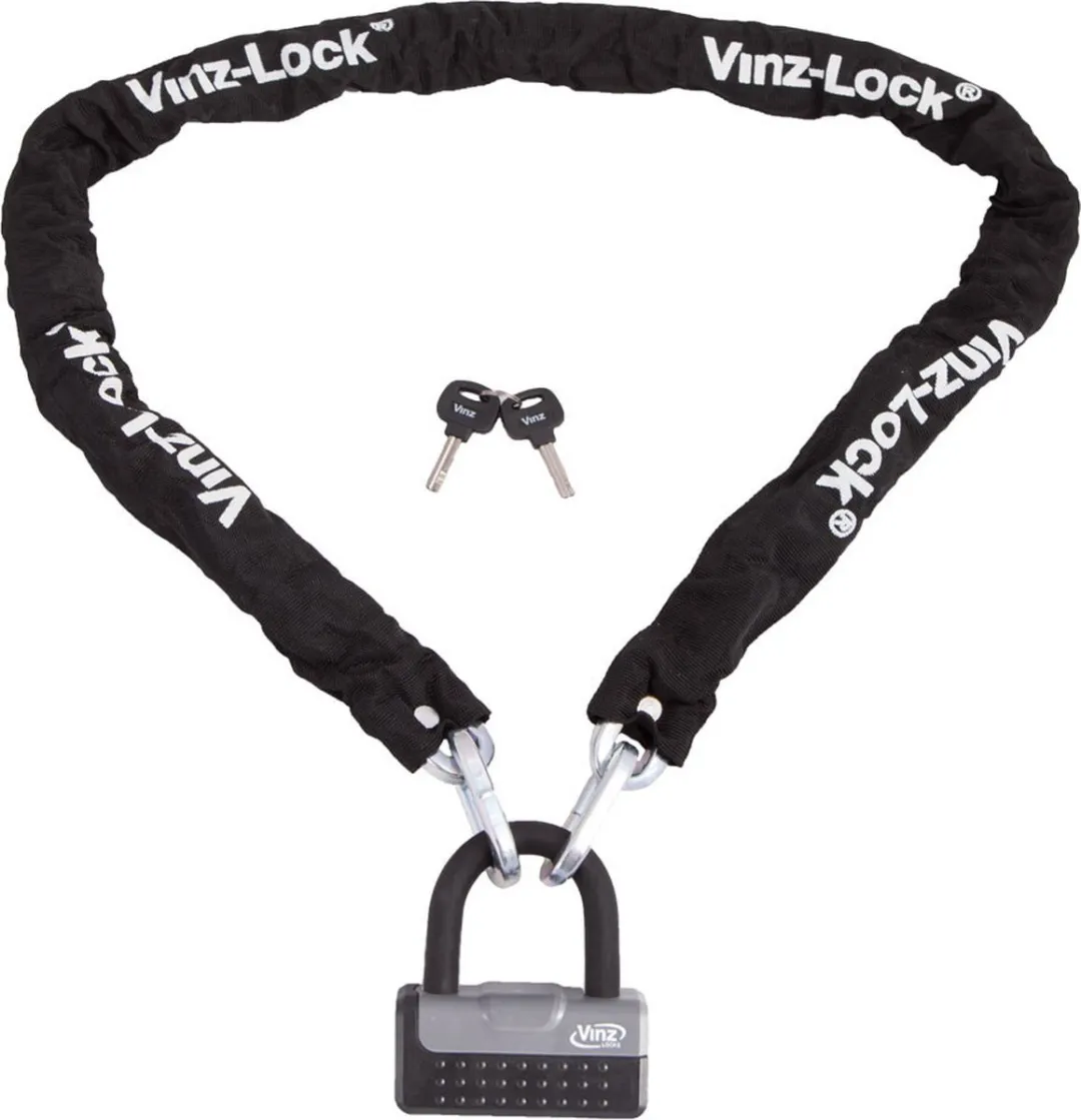 VINZ Nuptse Kettingslot / Motorslot / Scooterslot / Beugelslot / Schijfremslot / Slot van Gehard Staal - 150cm