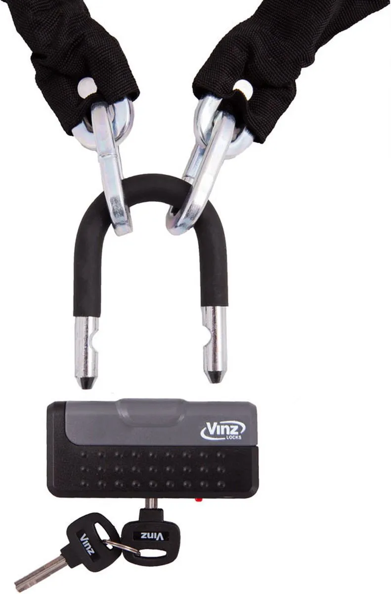 VINZ Nuptse Kettingslot / Motorslot / Scooterslot / Beugelslot / Schijfremslot / Slot van Gehard Staal - 150cm