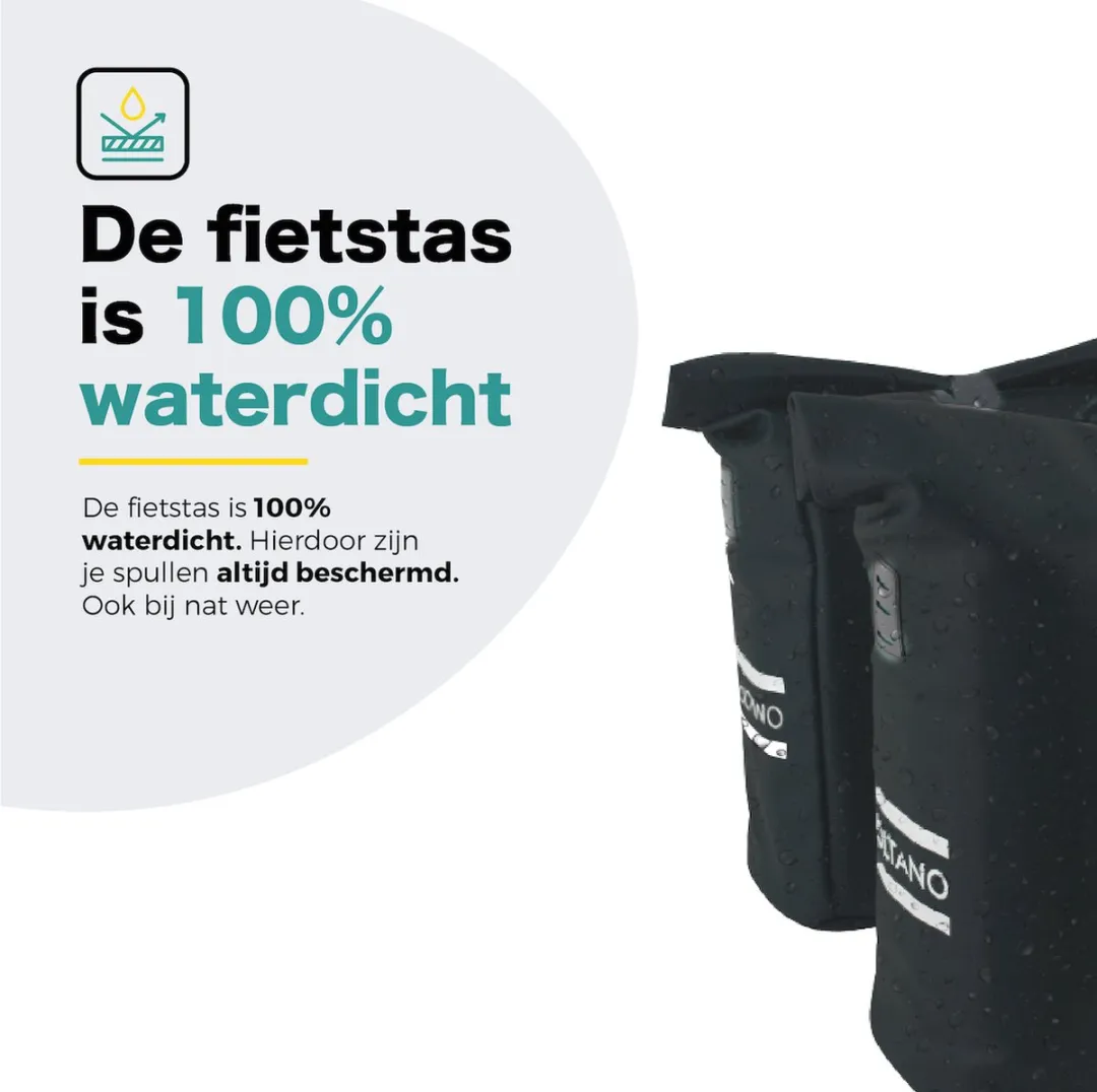 Voltano Dubbele Fietstas Rolltop E-bike Pro 48L - Zwart