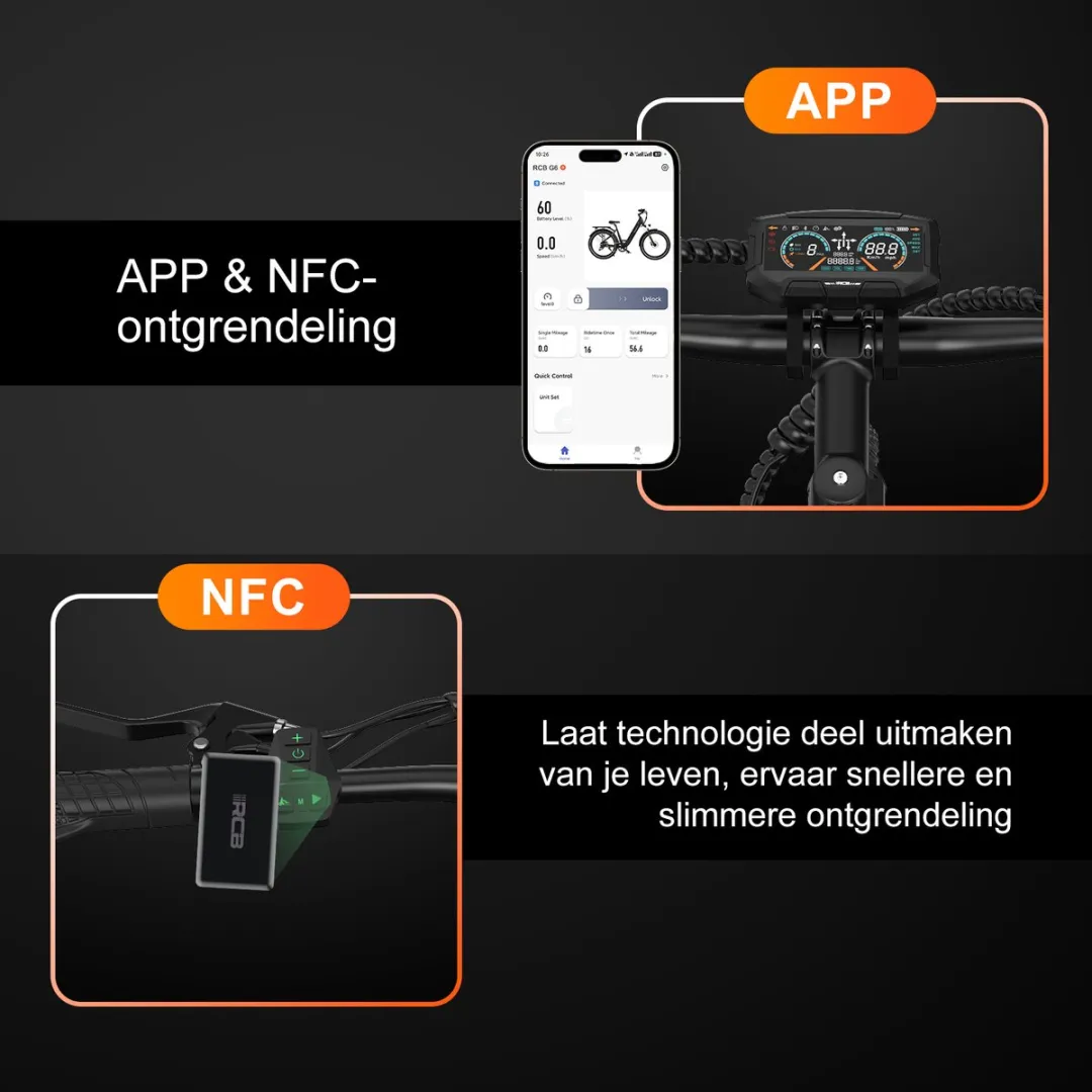 RCB G6 Elektrische Fiets dames - 27.5 Inch - 250W - 36V 13Ah -7 versnellingen- met App en NFC - Zwart