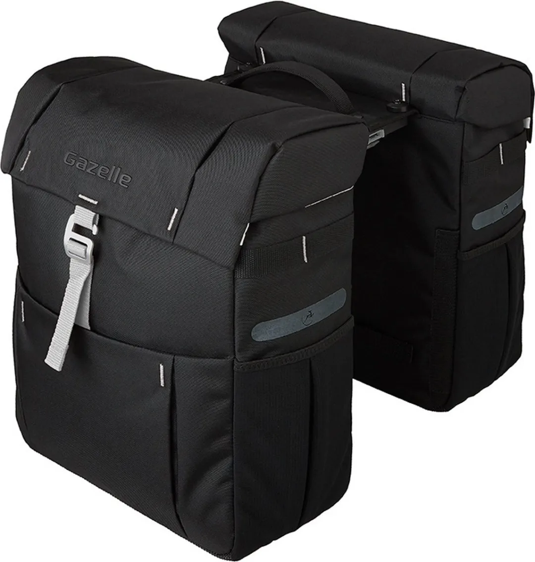 Dubbele fietstas Gazelle met MIK adapter - zwart/olijf