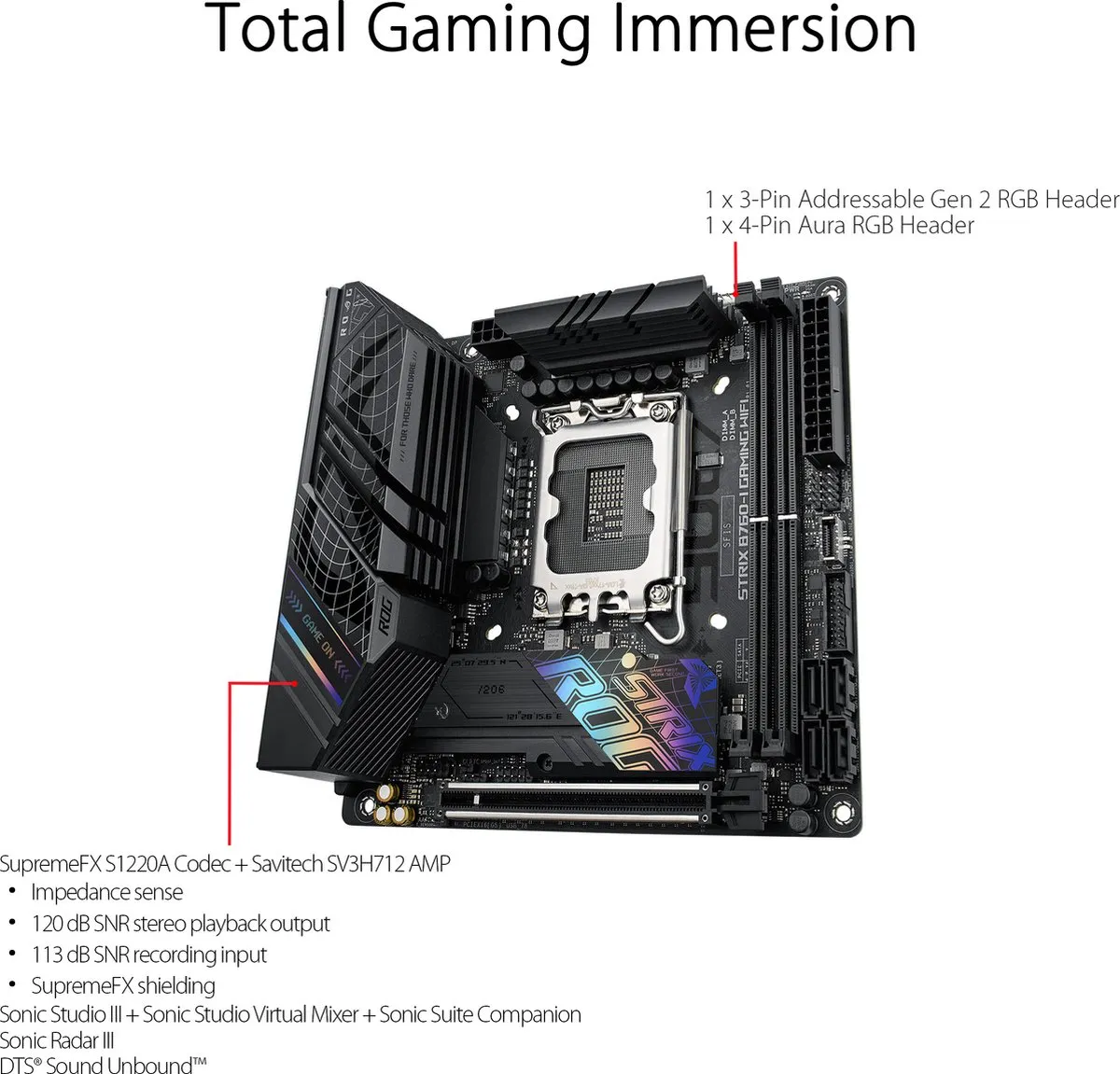 ASUS ROG Strix B760-I Gaming Wifi Mini-ITX Moederbord - LGA1700