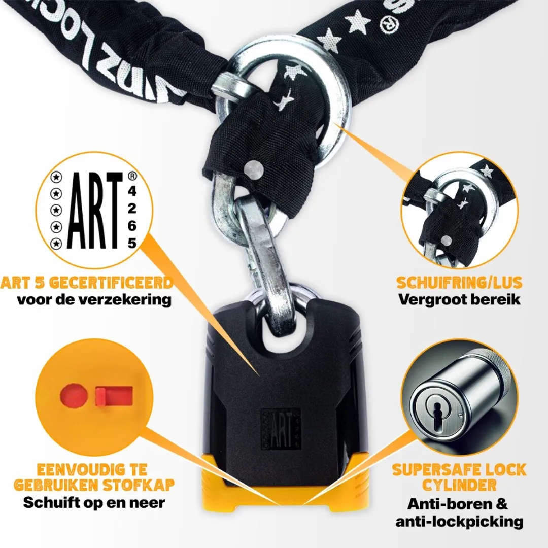 VINZ Batura ART 5 Motorslot - Ultieme Veiligheid - ART 5 Goedgekeurd Voor Verzekering Motor, Scooter & Bakfiets