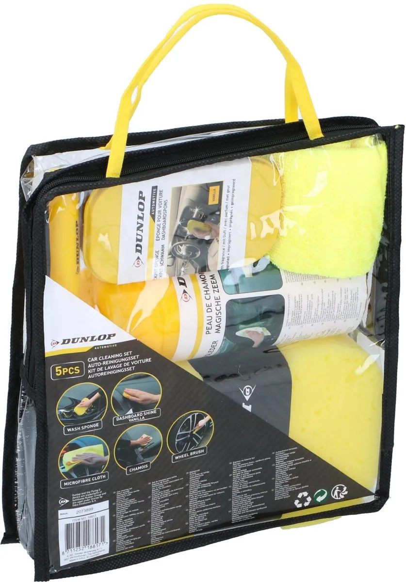 Dunlop Auto Schoonmaakset 5 Stuks - Incl. Bewaartas