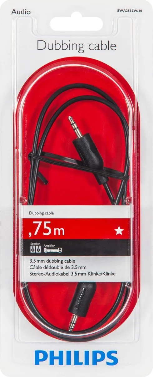 Philips SWA2532W/10 Stereo Dubbing-kabel - 0.75m - Zwart