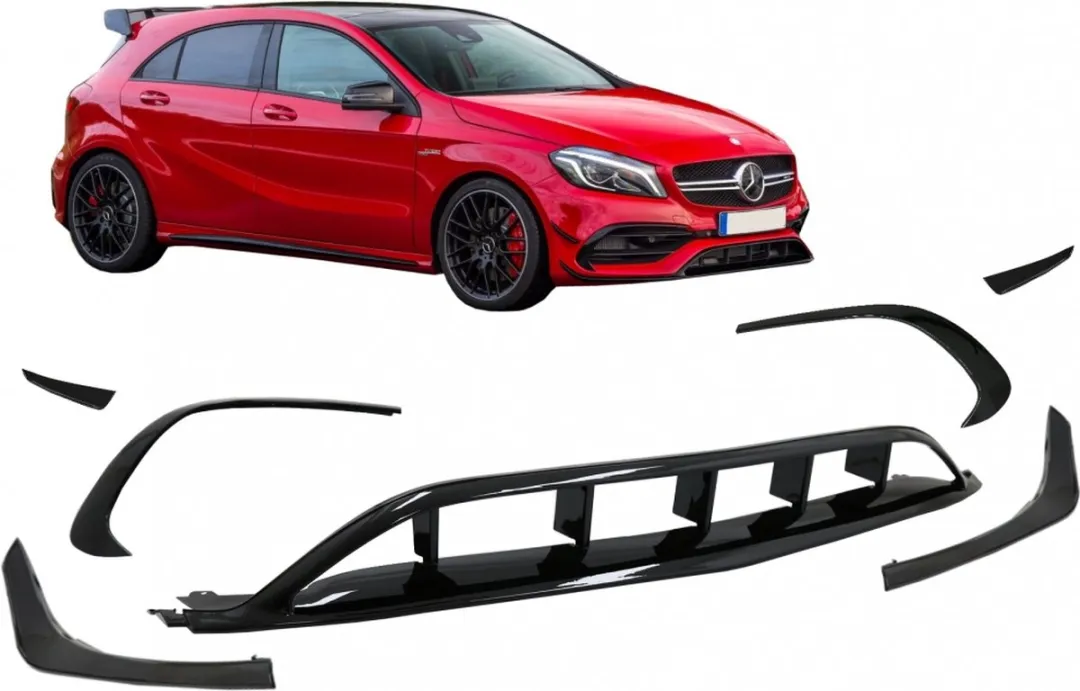 Mercedes-Benz A-Klasse W176 Voordeelpakket - Bumper Splitter & Zijkantflaps - 8 Stuks