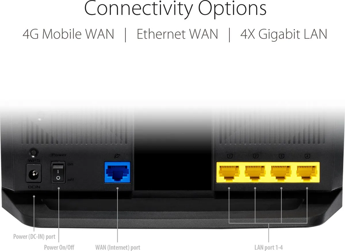 ASUS 4G-AX56 Draadloze Router WiFi 6 - 4 Antennes - Zwart