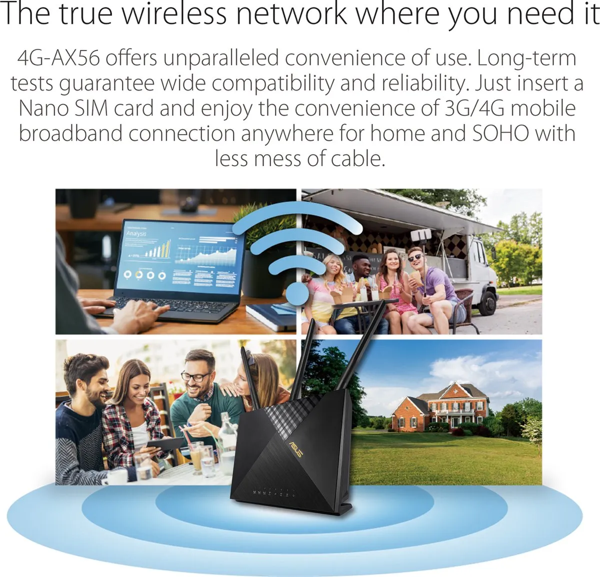 ASUS 4G-AX56 Draadloze Router WiFi 6 - 4 Antennes - Zwart