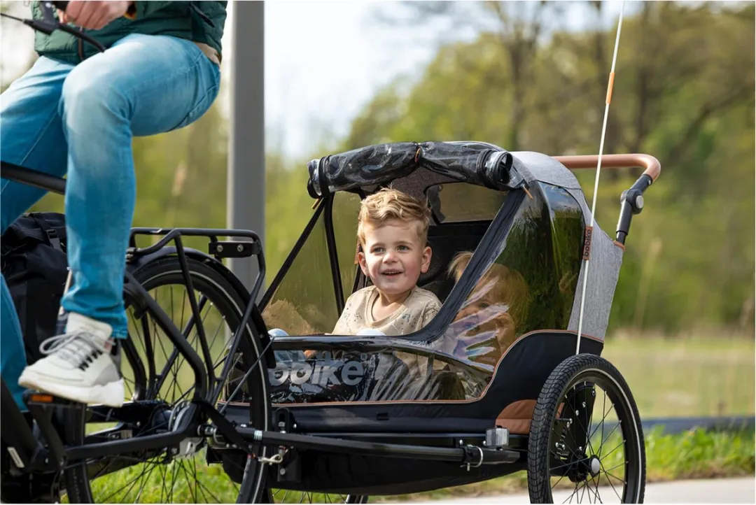 Bobike 2-in-1 Fietskar & Wandelwagen - Zwart/Bruin - afbeelding 6 van 6