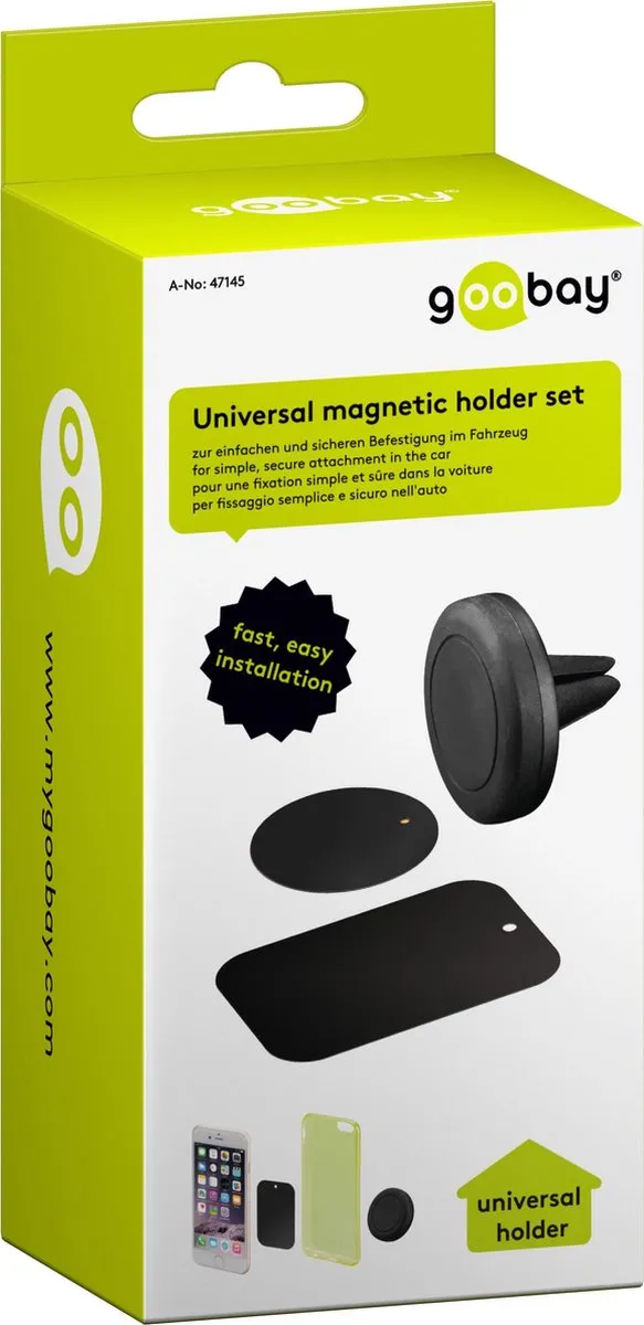 Goobay 47145 Luchtrooster Autohouder - Magneet - Smartphonehouder
