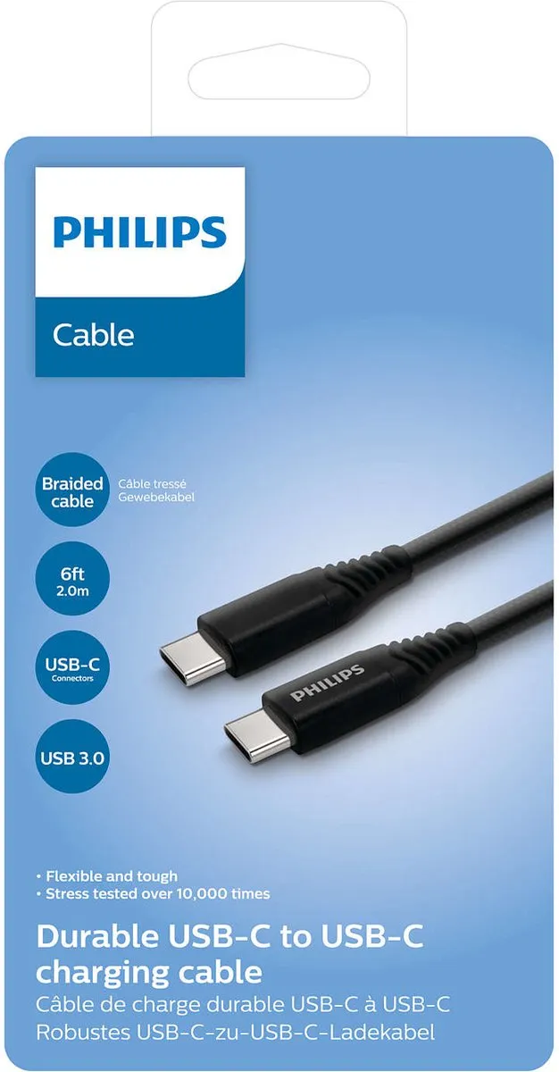 Philips DLC5206C/00 Oplaadkabel USB-C 2M - Zwart