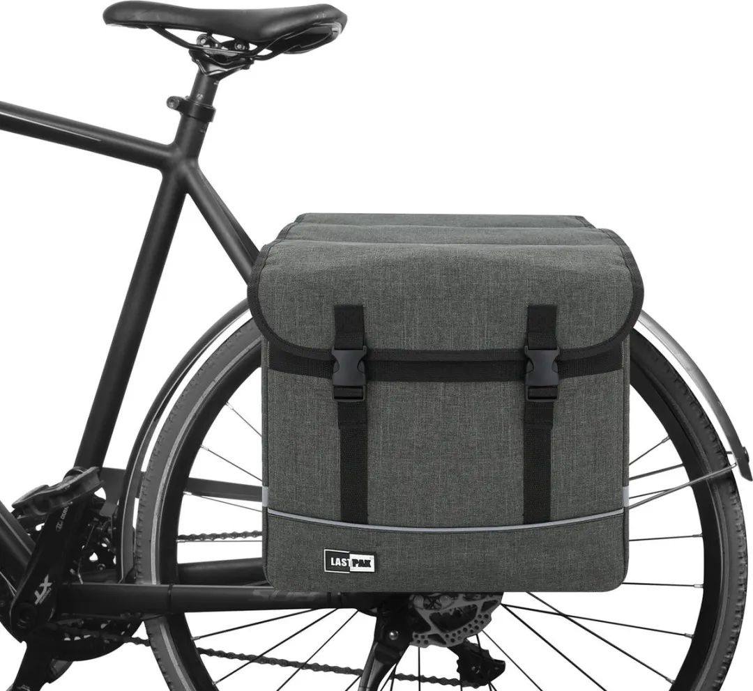 Lastpak Fietstas Dubbel - Canvas - 35 liter - Grijs