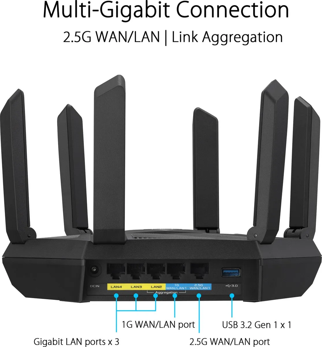 ASUS RT-AXE7800 Tri-Band WiFi 6E Router - Zwart