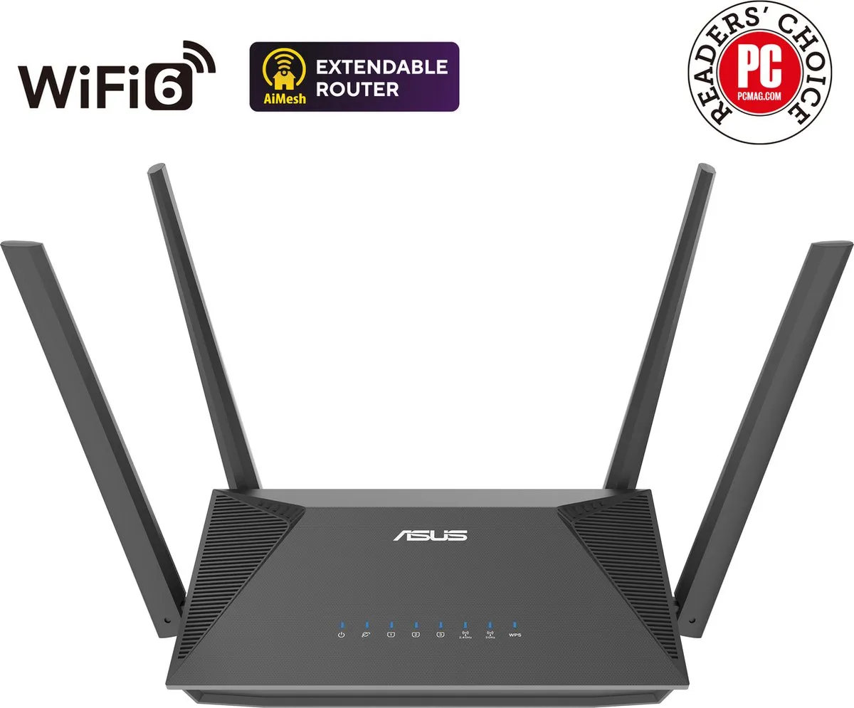 ASUS RT-AX52 WiFi 6 Router - 1800 Mbps - Zwart