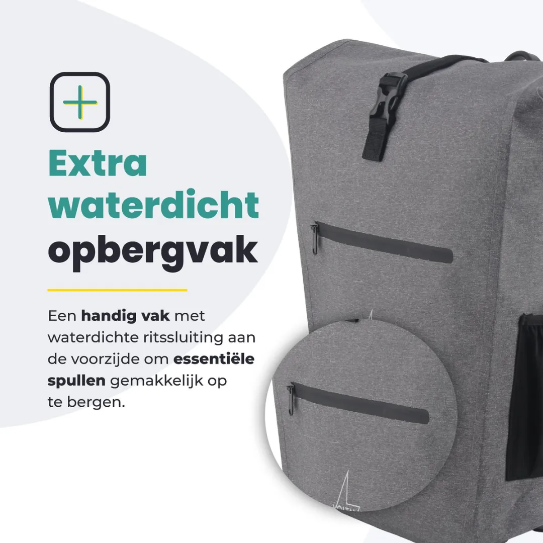 Voltano Luxe E-bike Fietstas 28L - Grijs - Pakaftas met Laptopvak - afbeelding 6 van 6