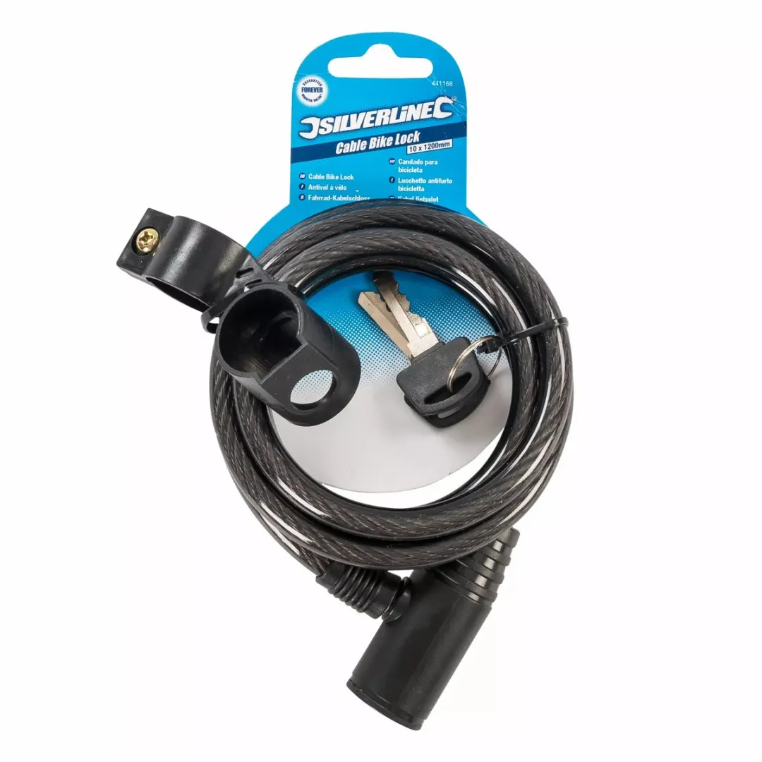 Silverline Fietskabelslot 120cm 10mm - Zwart