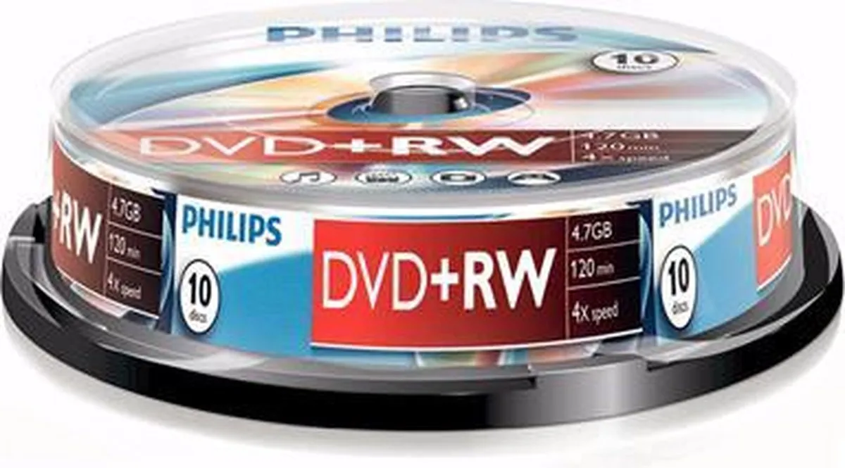 Philips DW4S4B10F DVD+RW 4,7GB - 10 Stuks