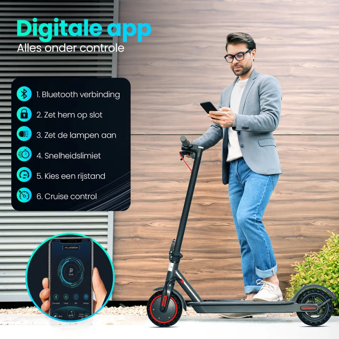 Stay-on Aovo M365 Pro | Elektrische Step | Stuurtas | Krachtige 350W Motor | 25km/h | Max. 35km | Compact inklapbaar | NL handleiding | Smart-App