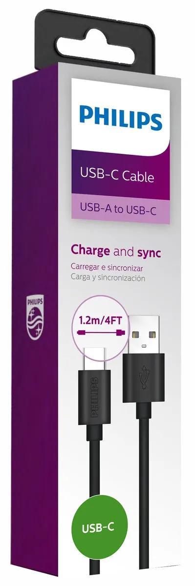 Philips USB-A naar USB-C Kabel 1,2m - Zwart - afbeelding 3 van 3
