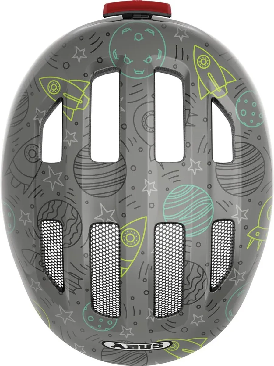 ABUS Smiley 3.0 LED Kinderfietshelm - S - Grijs met ruimtepatroon