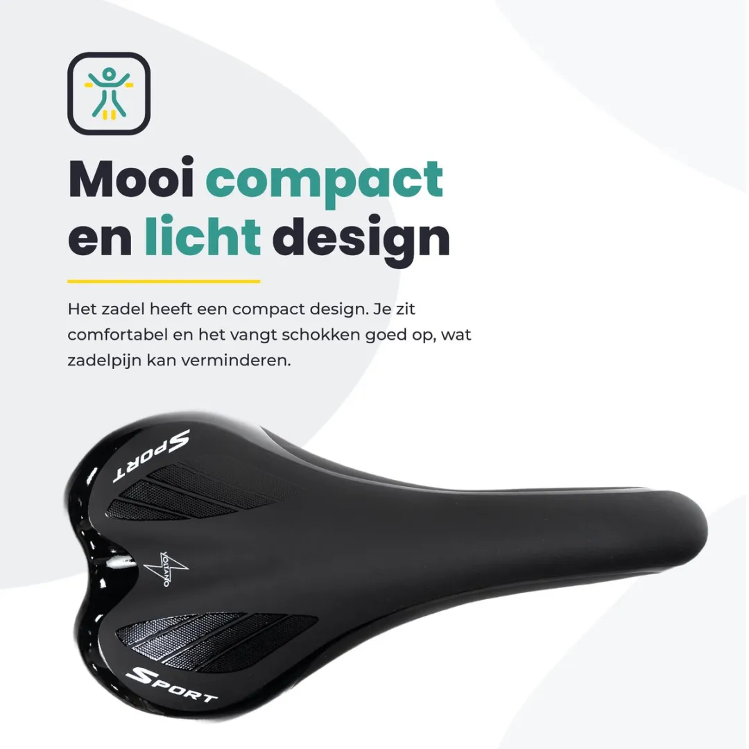 Voltano Race / MTB Fietszadel - Zwart - Unisex - Mountainbike Zadel - Stevig en Licht