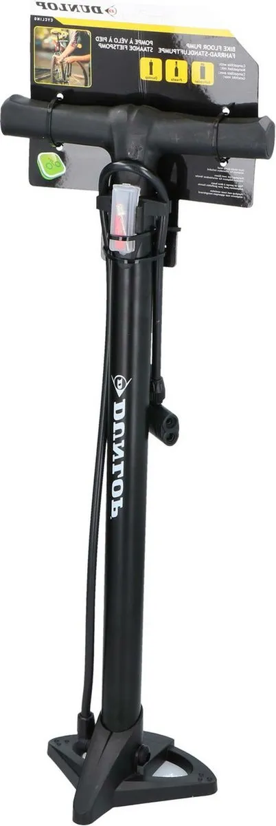 Dunlop Fietspomp met verloopnippels - Zwart 63cm
