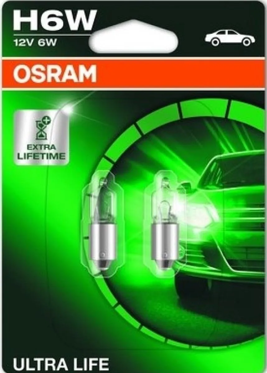 Osram Ultra Life H6W Halogeenlamp 12V/6W - 2 Stuks