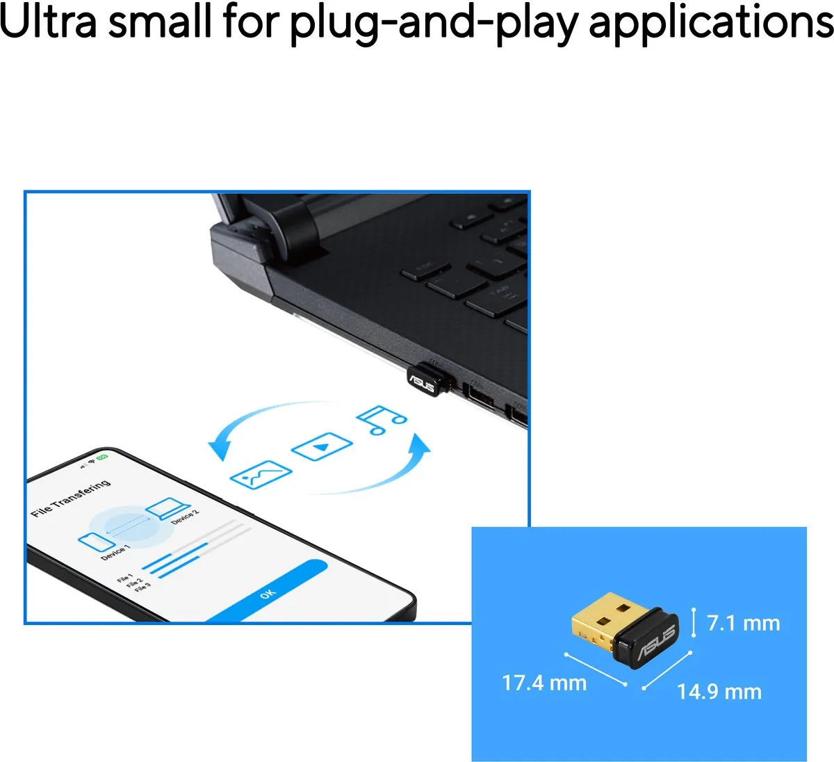 ASUS USB-BT540 Bluetooth 5.4 Adapter - Zwart