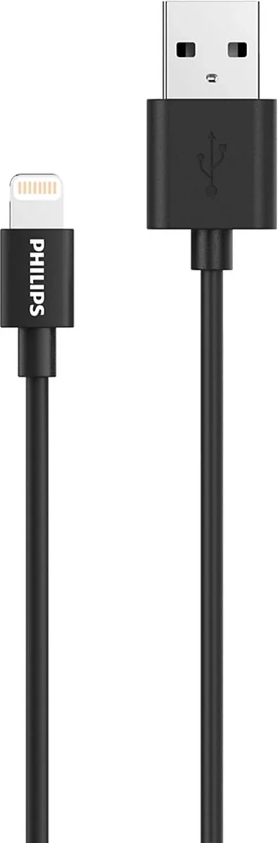 Philips USB-A naar Lightning Kabel 1.22m - Zwart - afbeelding 3 van 3