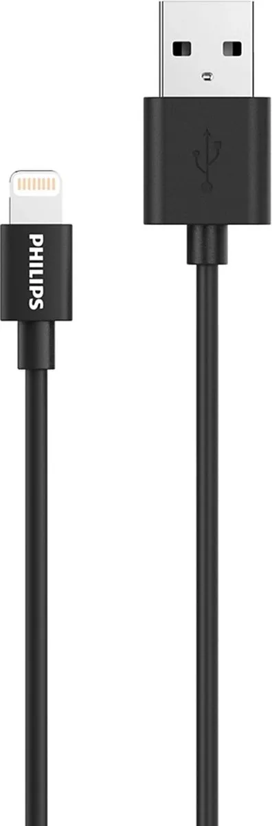 Philips USB-A naar Lightning Kabel 1.22m - Zwart - afbeelding 2 van 3