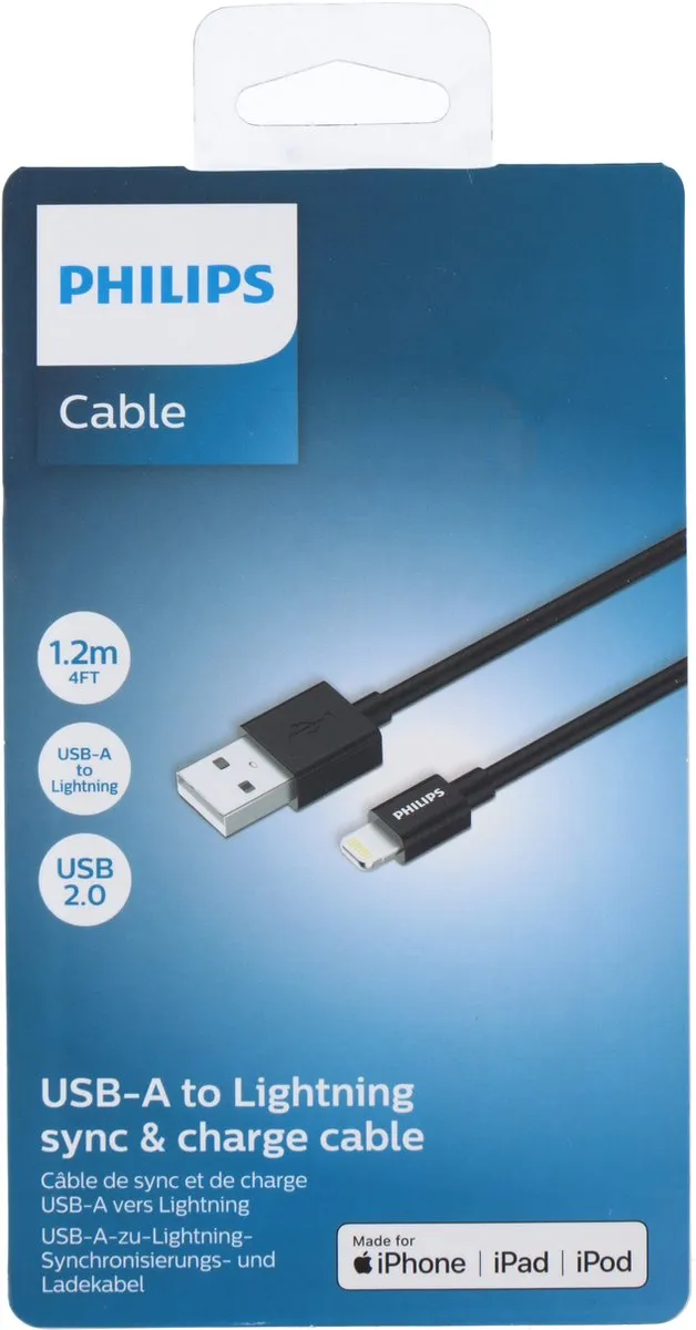Philips USB-A naar Lightning Kabel 1.22m