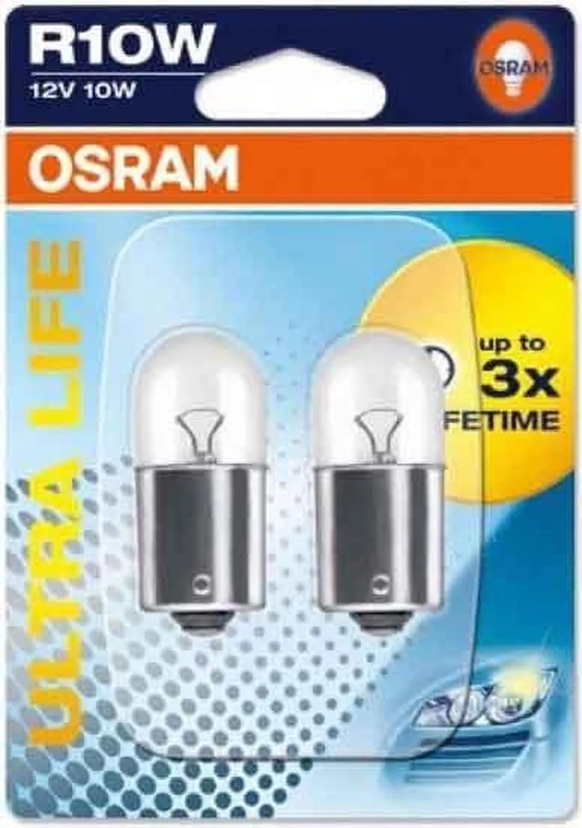 Osram Ultra Life Halogeenlamp BA15S R10W 12V/10W - 2 Stuks