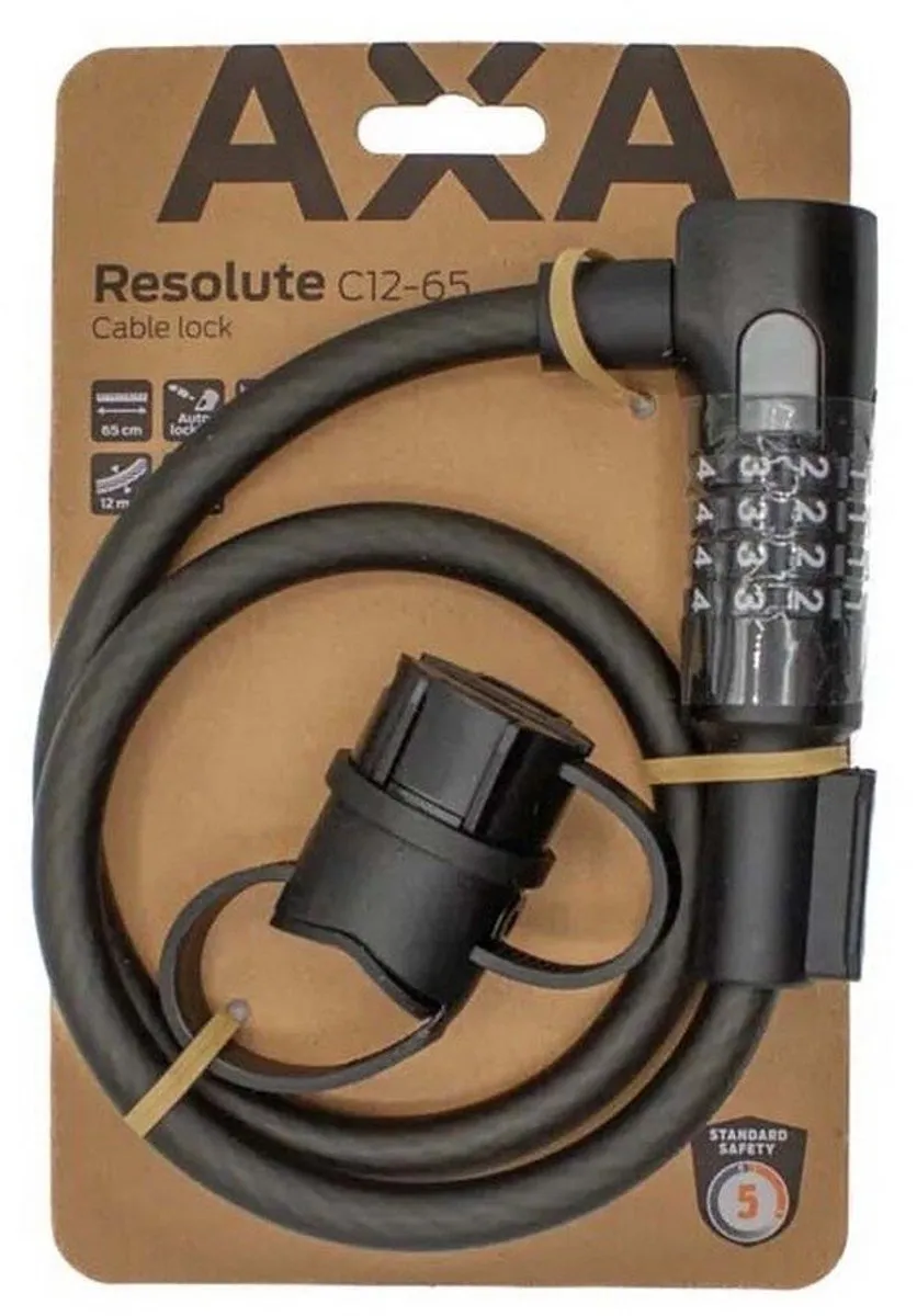 AXA Resolute C12/65 Kabelslot 65cm - 12mm - Codeslot - Zwart - afbeelding 6 van 6