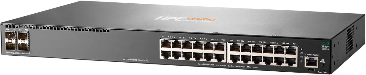 HP Aruba 2930F JL259A Switch 24G 4SFP - Grijs