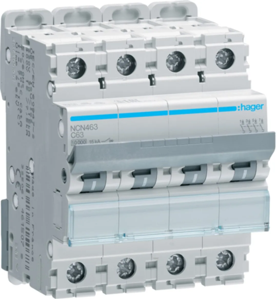 Hager Automaat 10kA 4P C 63A Ncn463