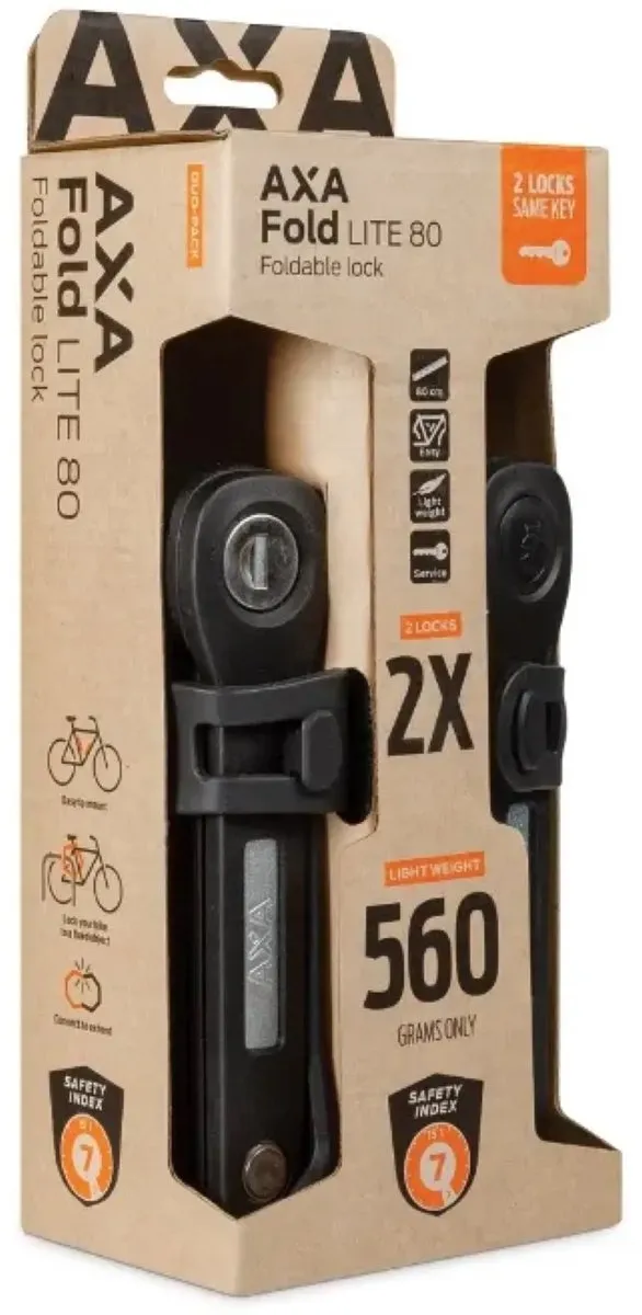 AXA Fold Lite Duo 80 Vouwslot - 2 Stuks - Zwart