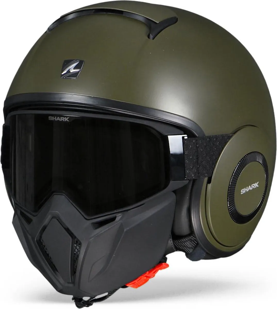 Shark Street Drak Blank Matte GMA Green Helm - XS