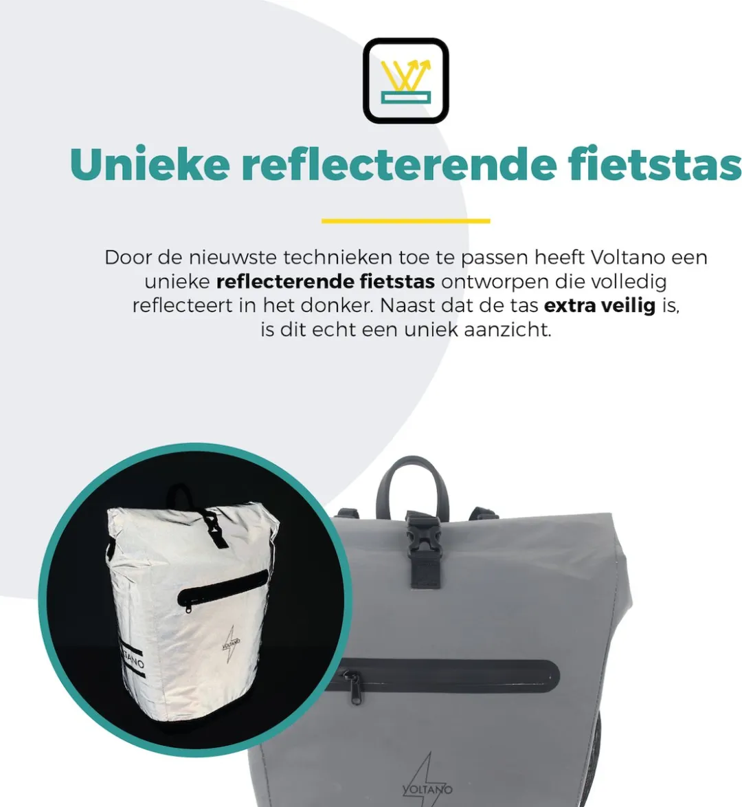 Voltano Luxe E-bike Fietstas Special Edition 28L - Reflecterend Grijs