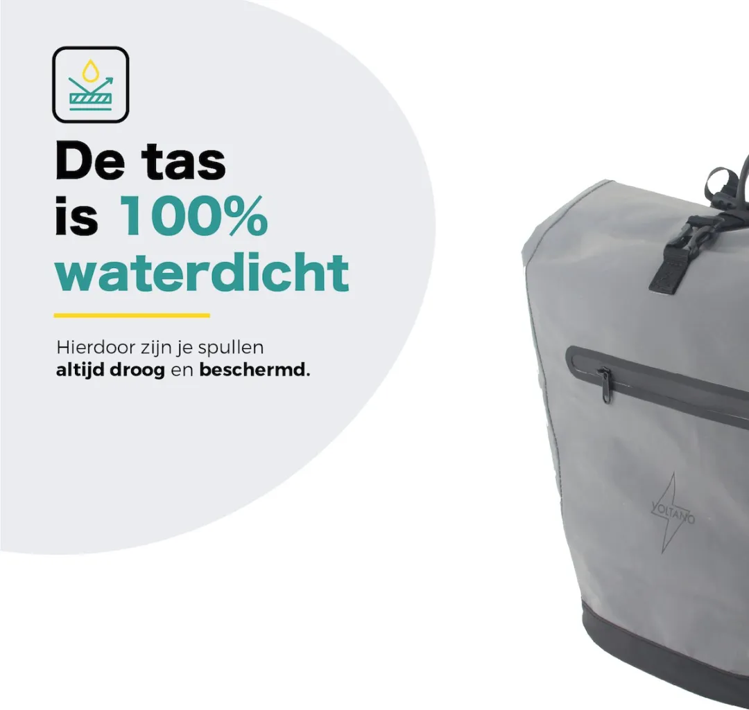 Voltano Luxe E-bike Fietstas Special Edition 28L - Reflecterend Grijs - afbeelding 6 van 6