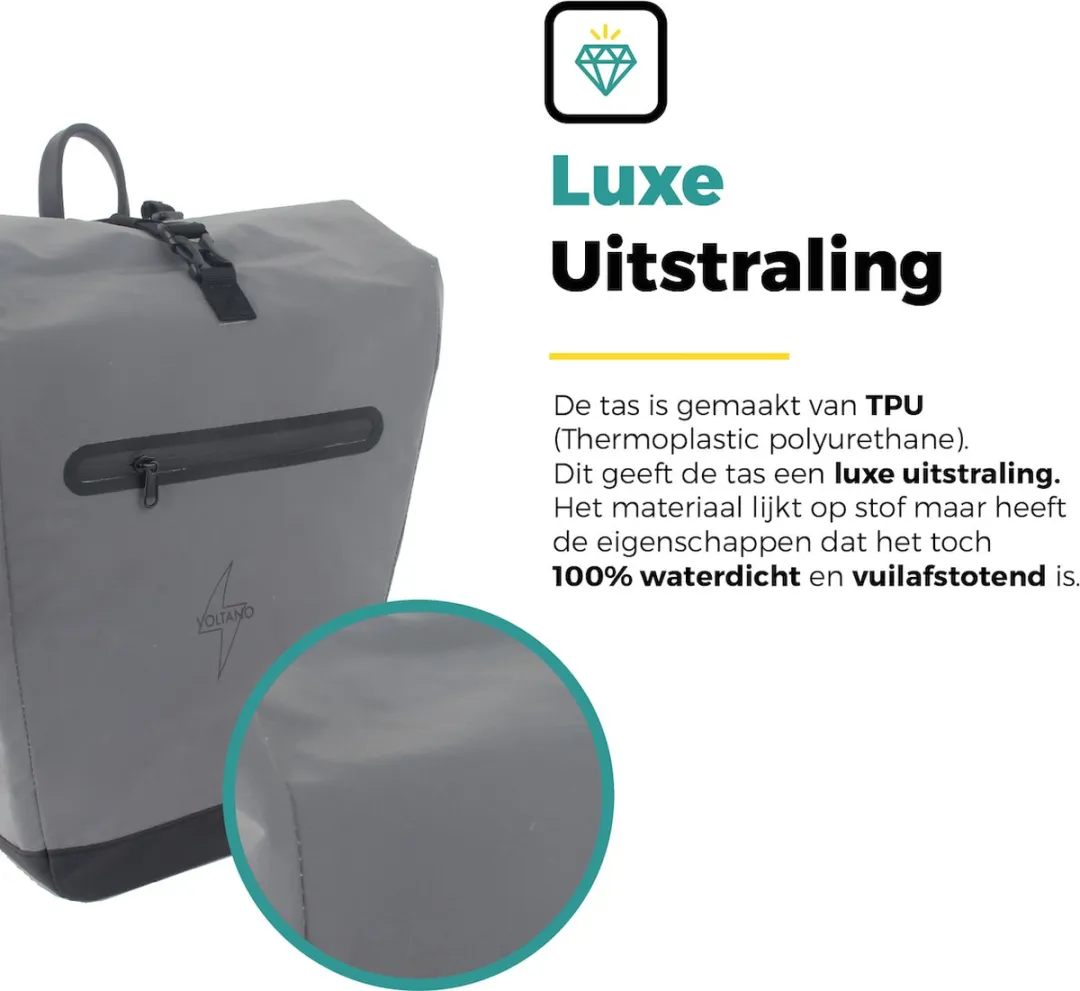 Voltano Luxe E-bike Fietstas Special Edition 28L - Reflecterend Grijs