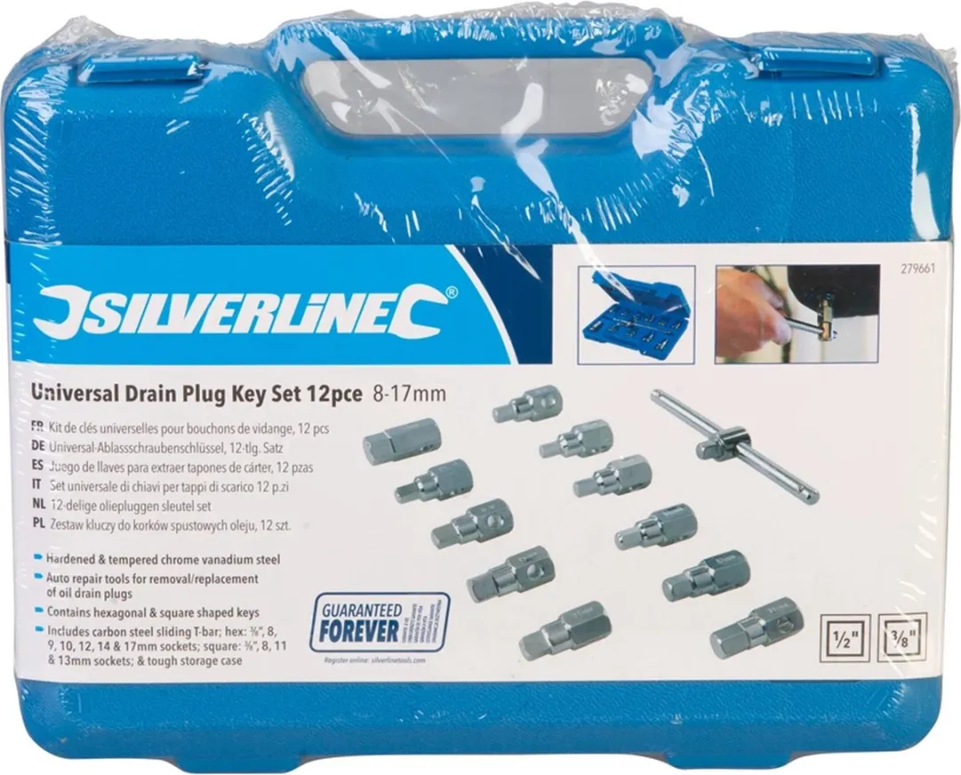 Silverline Oliepluggensleutelset 12-delig 8-17mm - Chroomvanadium
