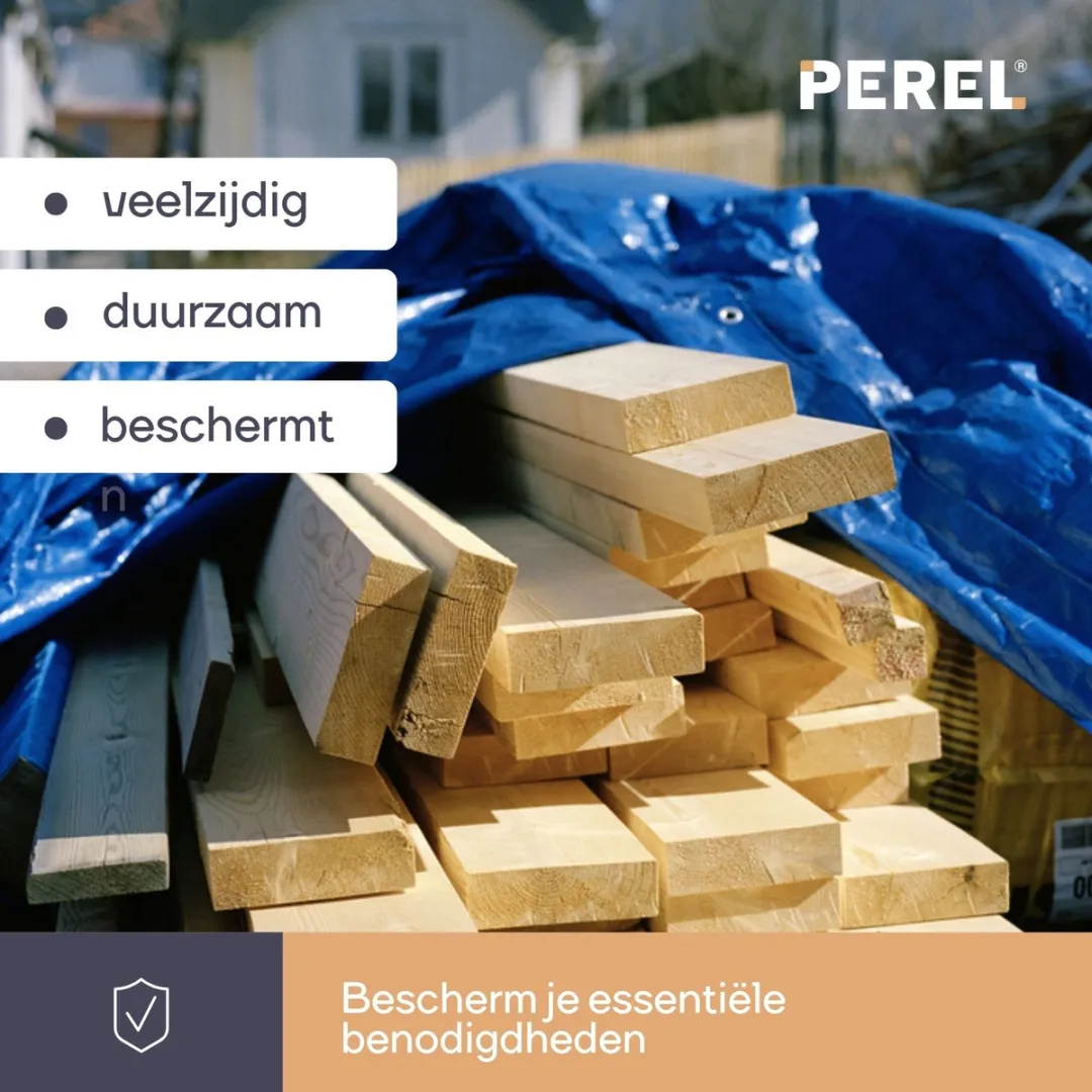 Perel Dekzeil, 10 ringen, versterkte hoeken, rechthoekig, blauw/groen, 70 g/m², 2 x 3 m