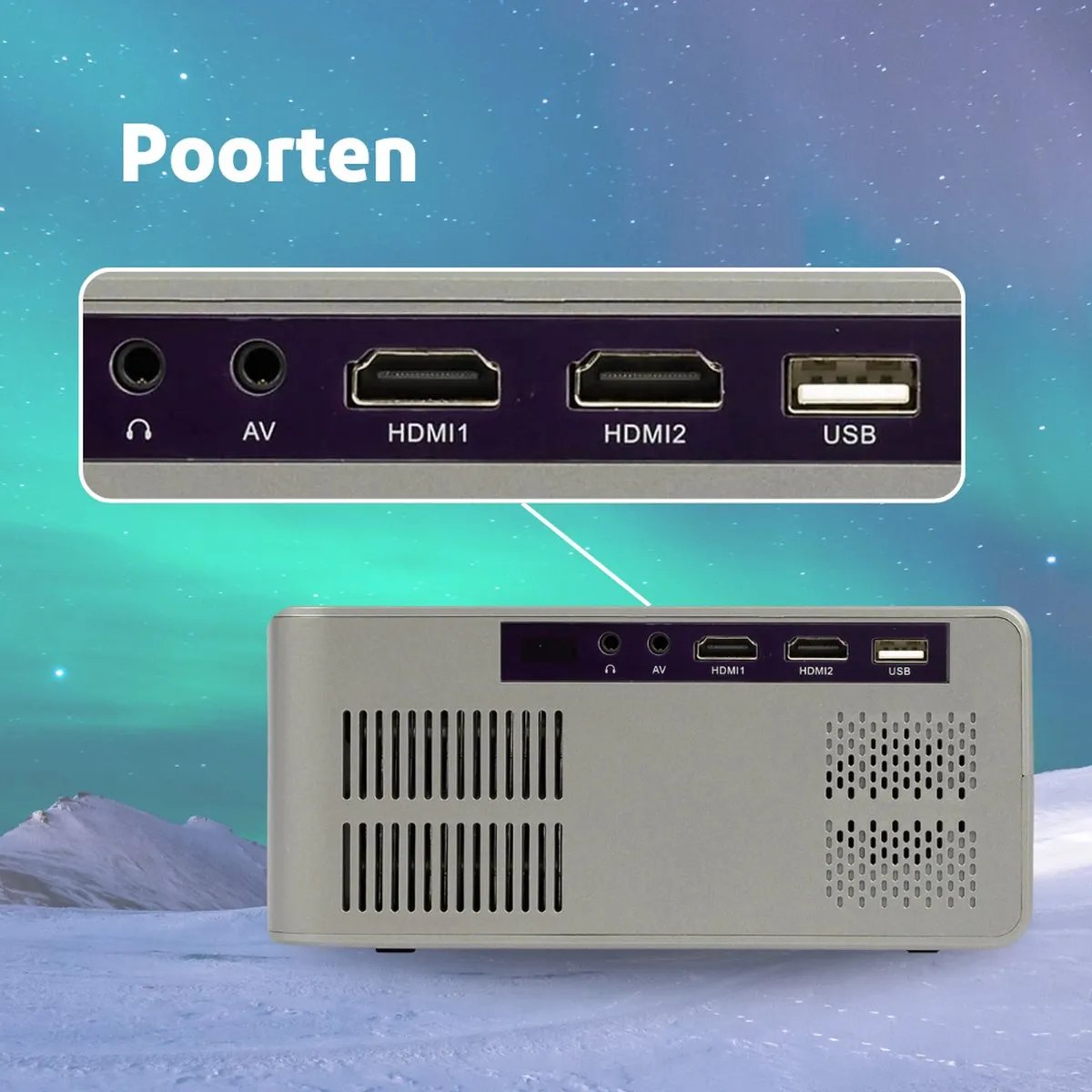 Salora 43BHM2250 - Beamer - Projector - HD - LED - Screen Mirroring - 180 Ansi lumen - Mini Beamer