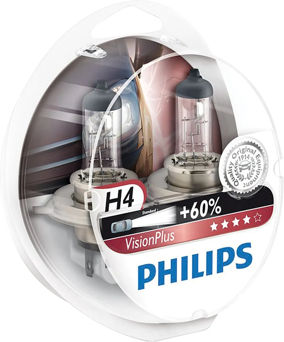 Philips H4 VisionPlus Set - 2 Stuks - Wit - afbeelding 2 van 6
