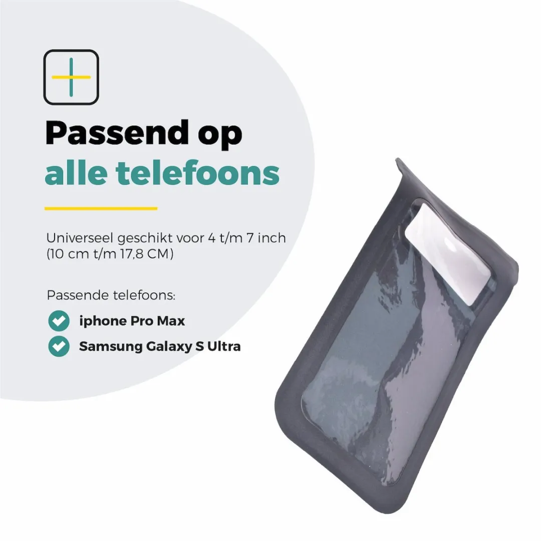 Voltano Telefoonhouder Fiets / Scooter / Motor / Brommer - Waterdicht - Zwart - GSM Houder - Incl. Stuuradapters - 360 ° Graden Draaibaar - Anti Kras - Nederlandse Instructie