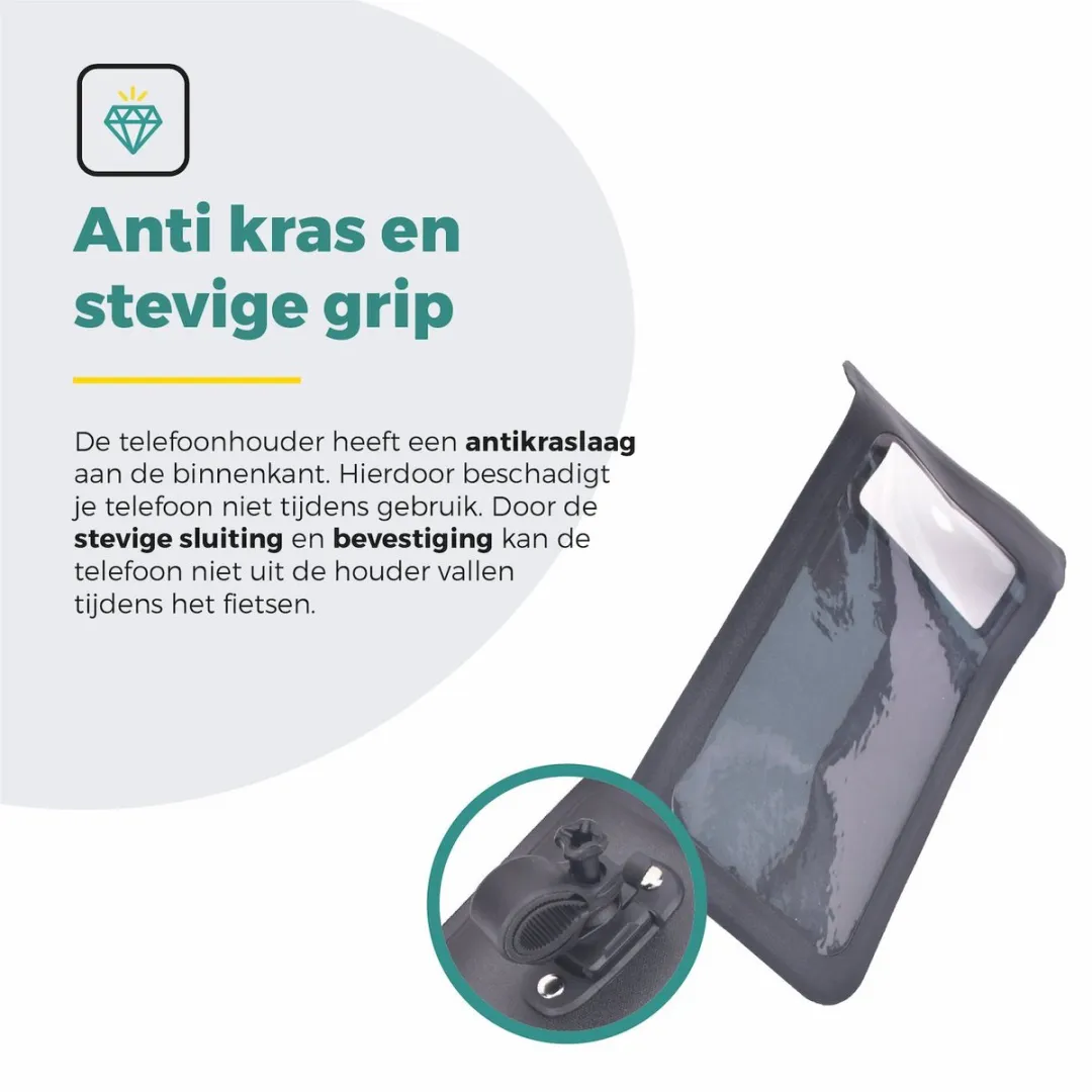 Voltano Telefoonhouder Fiets / Scooter / Motor / Brommer - Waterdicht - Zwart - GSM Houder - Incl. Stuuradapters - 360 ° Graden Draaibaar - Anti Kras - Nederlandse Instructie